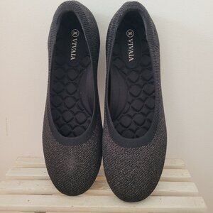 Vivaia "Claire" Black Sparkly Ballerina-Type Flats-Size 41.5